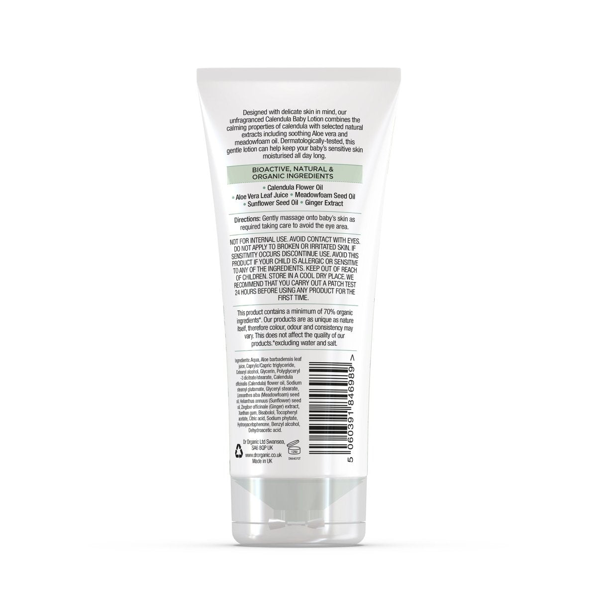 Loción corporal de Caléndula para bebé 250ml - drorganic.es