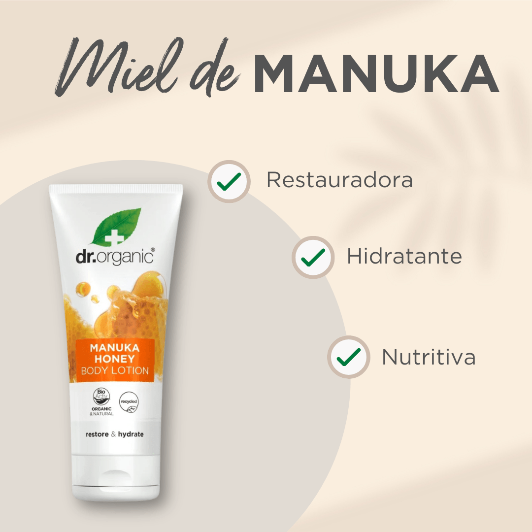 Loción Corporal de Miel de Manuka para piel seca 200ml - drorganic.es