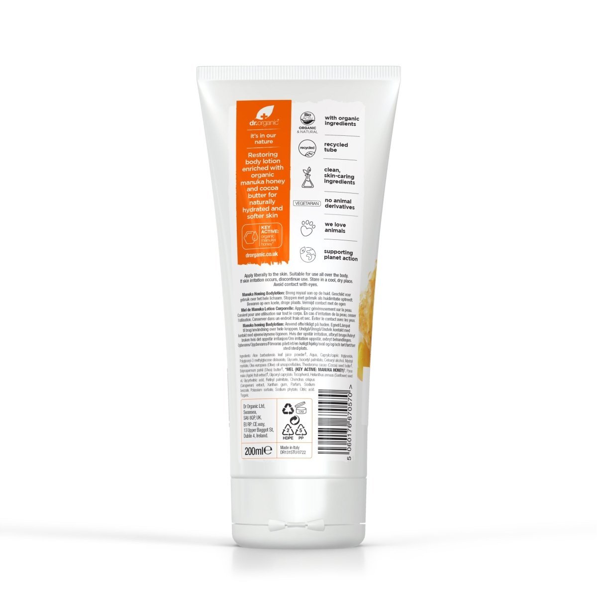 Loción Corporal de Miel de Manuka para piel seca 200ml - drorganic.es