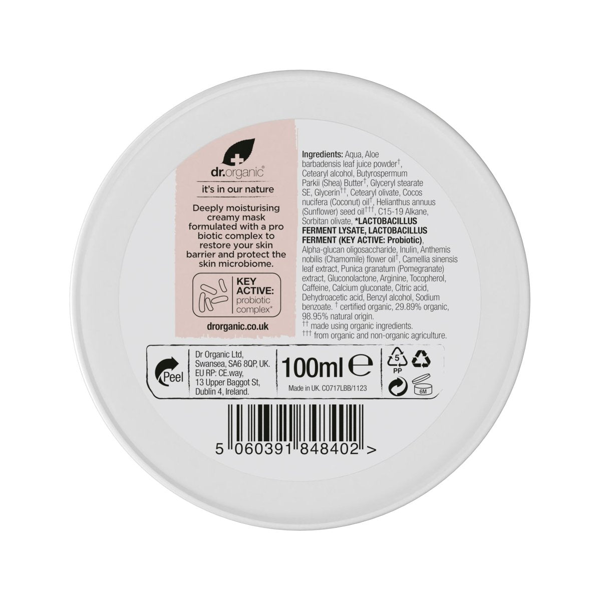 Mascarilla recuperadora probiótica Skin Calm para pieles estresadas 100ml - drorganic.es