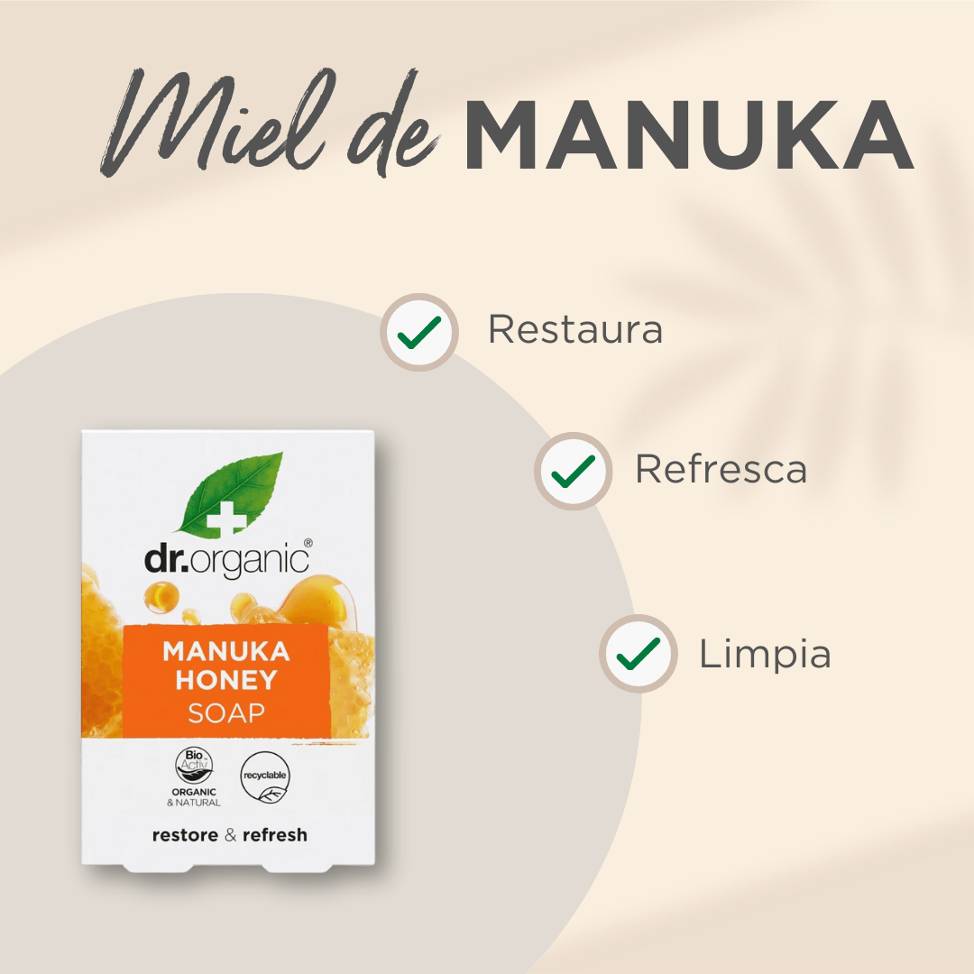 Pastilla de Jabón Miel de Manuka para piel seca y sensible 100 gr - drorganic.es