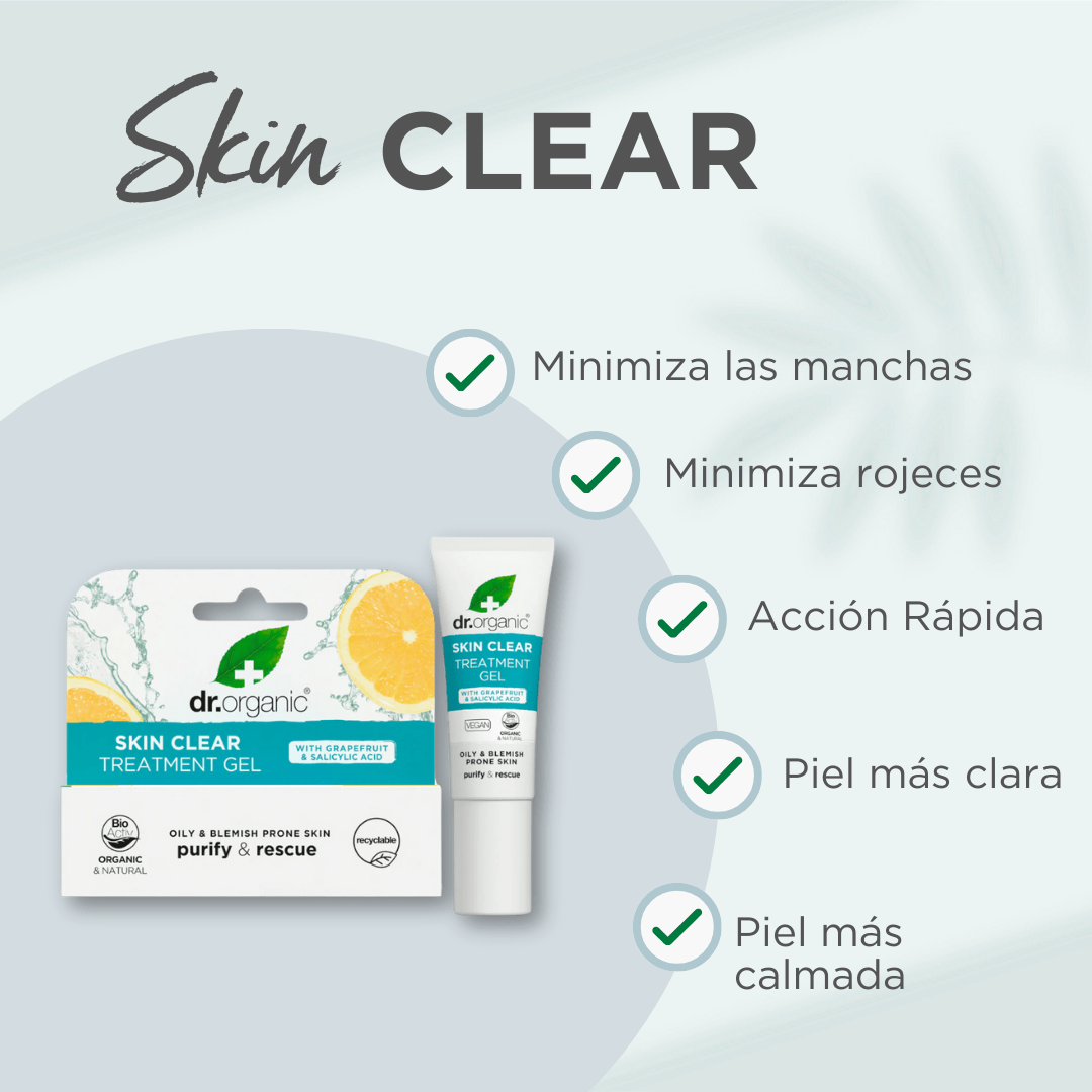 Tratamiento en gel Skin Clear para granos y marcas 10ml - drorganic.es